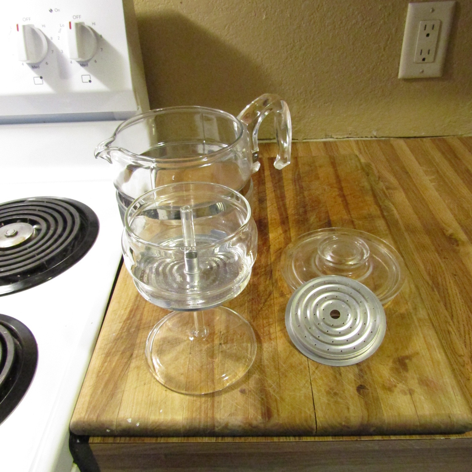 Pyrex 7759B Glass Stovetop 9Cup Old Percolator SeeThrough Pat