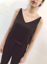 White Chiffon Top V-neck Bridesmaid Tank Tops Summer Women Chiffon Tank US0-US8 image 2