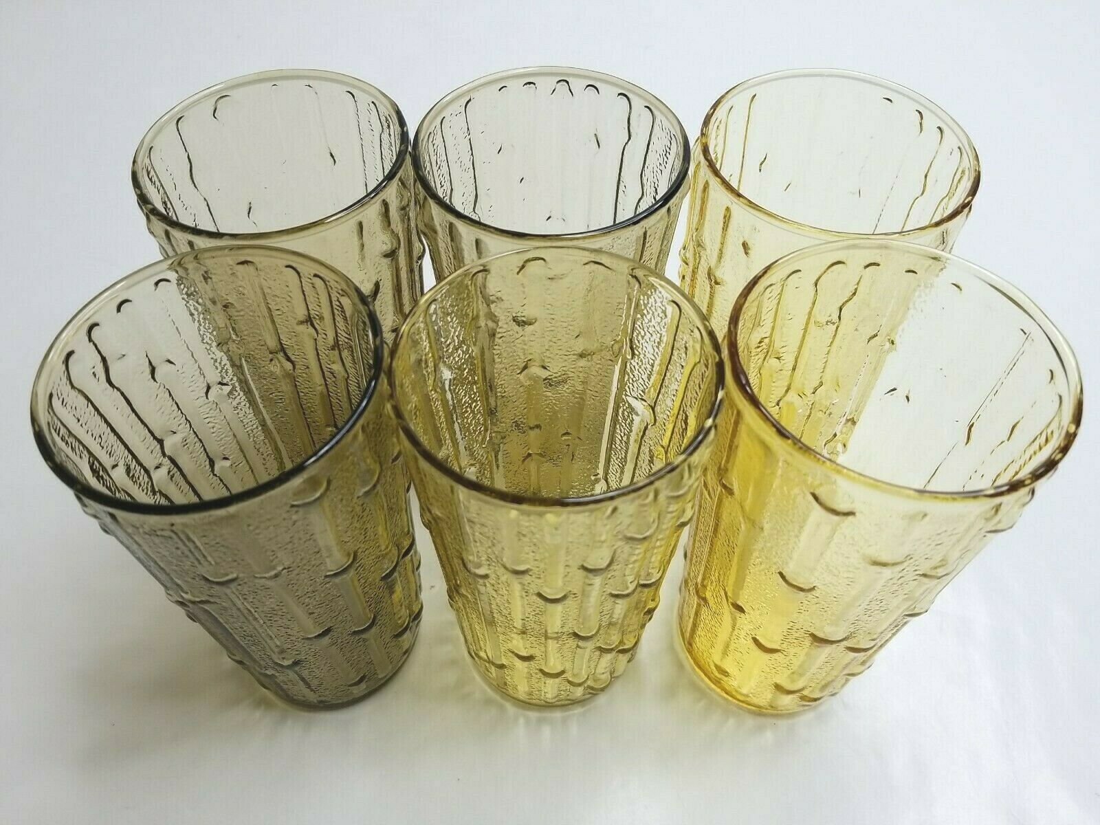 Anchor Hocking Tahiti Yellow Bamboo Glasses Tiki Bar 