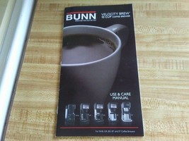 Bunn velocity brew manual for NHB, GR, BX, BT and ST. - $12.30