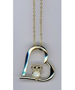Golden Heart with an OWL hanging inside w/ OPAL belly and golden Chain - $34.60