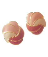 Vintage Napier Clip On Earrings Enamel Jewelry Creamy Pink Swirled Seashell - $9.95