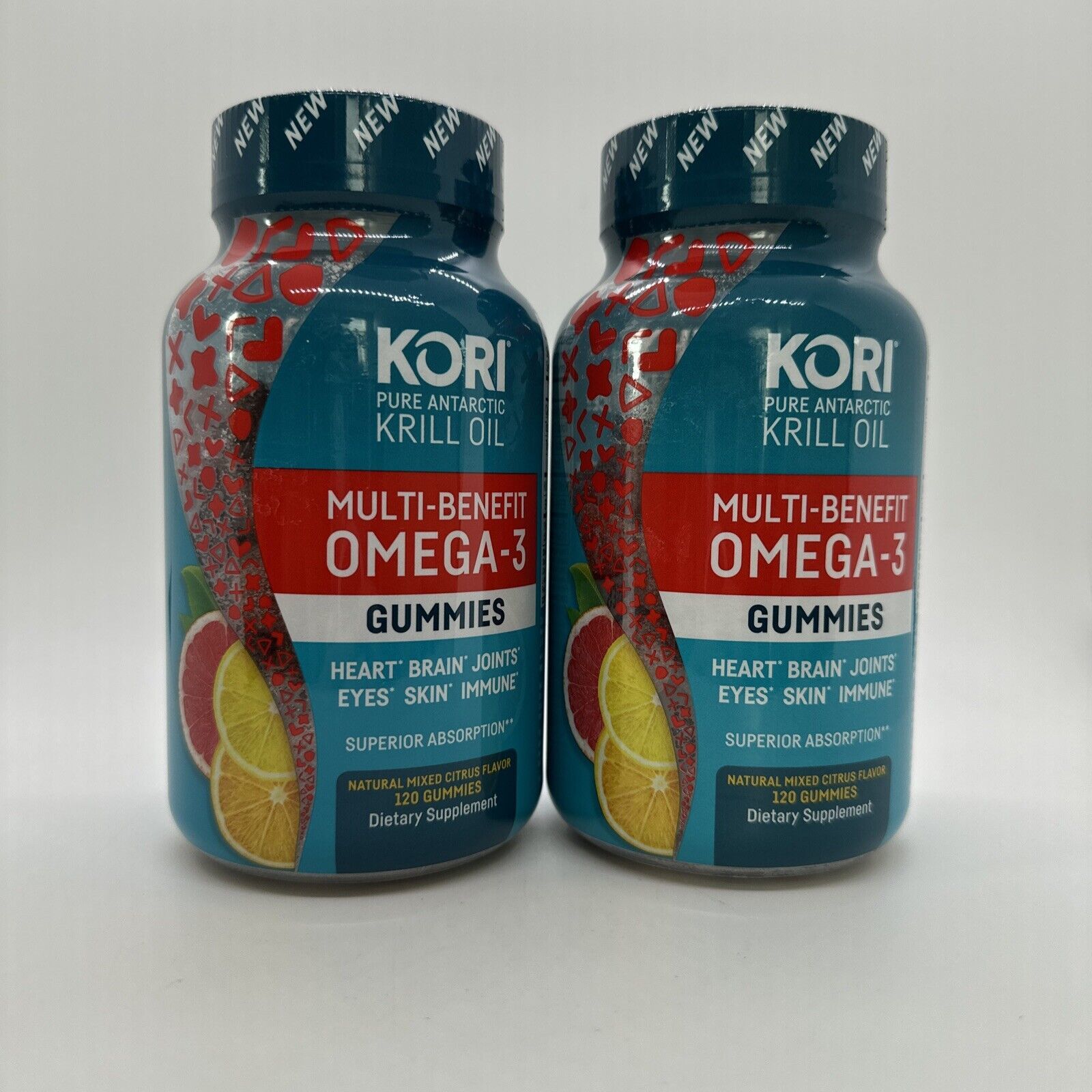 2 Pack Kori Antarctic Krill Oil Gummies Omega3, 120 ct each, 05/2024