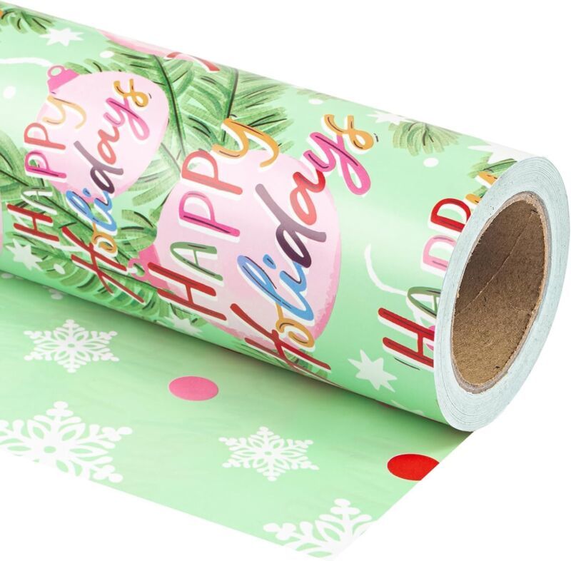 American Greetings Christmas Extra-Wide Reversible Wrapping Paper, Santa, Snowmen and Candy Canes, 3-Roll, 40 inch, 120 Total Sq. ft.