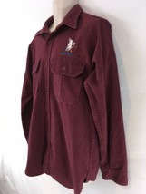Cabelas Sydney Nebr Mens L Purple Vtg USA Made Duck Hunter Cotton Chamois Shirt - $28.71
