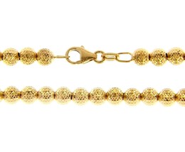 18K YELLOW GOLD BALLS CHAIN WORKED SPHERES 4mm DIAMOND CUT, FACETED 16&quot;,... - $1,067.00