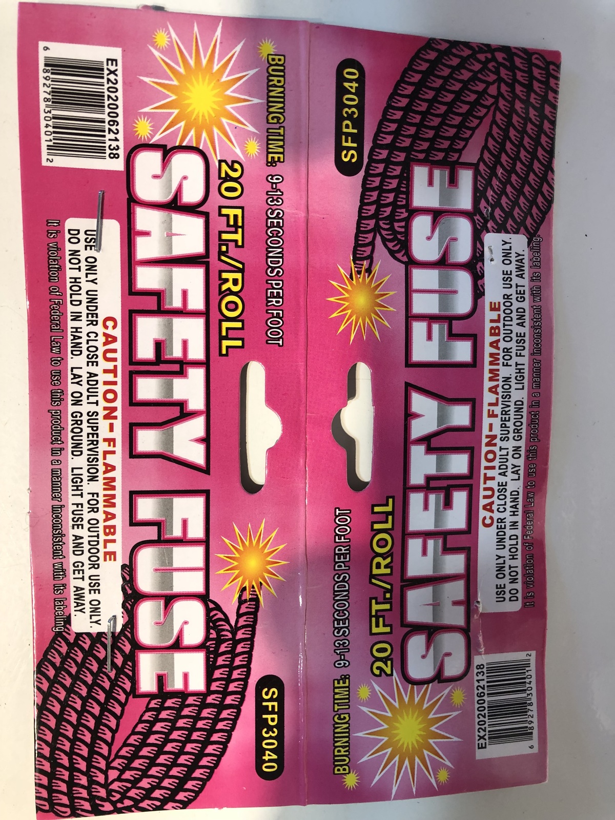 NOT EXPLOSIVE HOBBY Lot of 2 cannon fuse 40 feet safety fuse, hobby ...