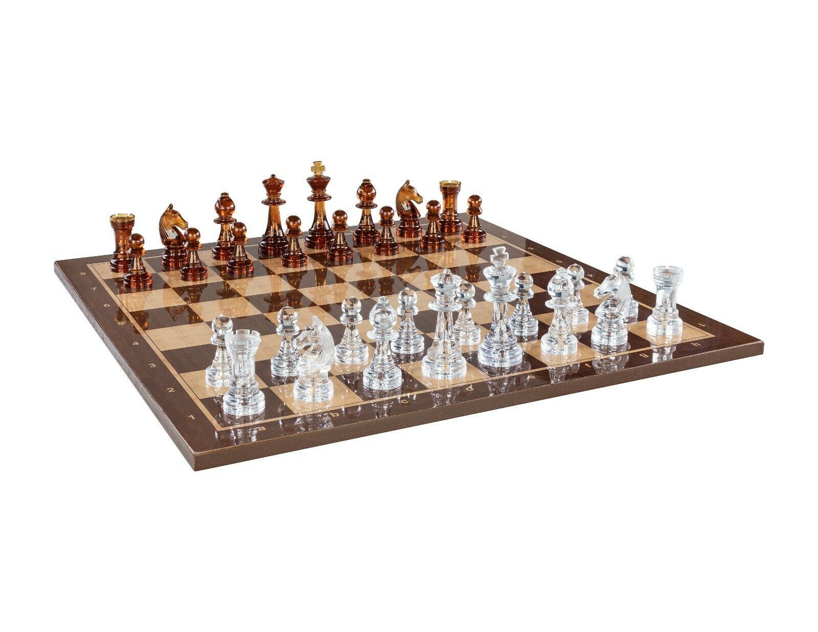 Chess and games shop Muba Tournament 4 Mosaic Board Game - Wooden Handmade  Chess Set - 3,5 inch King - Brown