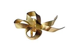 Large Vintage Gold Tone Ribbon Bow Unsigned Pin Brooch Estate image 7