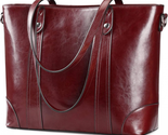 S-ZONE Leather Tote Bag for Women Office Shoulder Handbag 15.6 Inch Wine... - $126.12