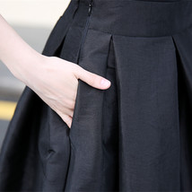 EMERALD GREEN A Line Ruffle Midi Pleated Skirt Women Plus Size Pleated Skirts image 5