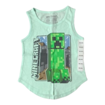 Mojang Girls Minecraft Creeper Tank Top Green Pullover 100% Cotton XS 4/... - $16.14