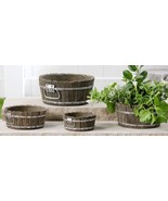 Apple Basket Planter Pots Set of 4 Cement Round Garden Porch Balcony Con... - $74.24