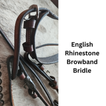 English Bridle Rhinestone Browband Brown USED image 3