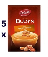DELECTA Budyn PEANUT BUTTER Pudding 5pc.-NO SUGAR ADDED- FREE SHIPPING - $10.88