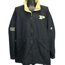 Purdue Boilermakers Football Vintage 90s Hooded Jacket NCAA Black Champi... - $100.53