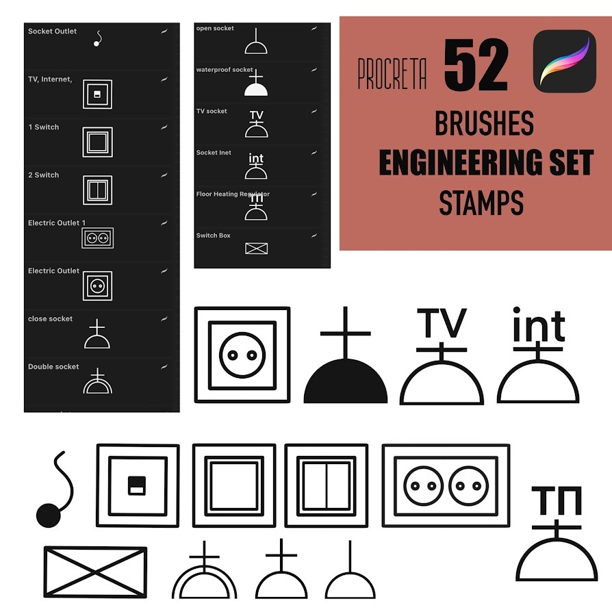 Procreate Engineering Brush for Procreate Set Ideal for Architects
