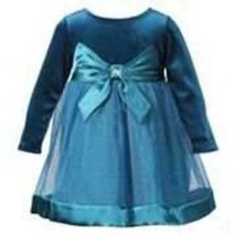 Girls Dress Easter Youngland Blue Velour Glitter Mesh Lined Toddler- 12 ... - $29.70