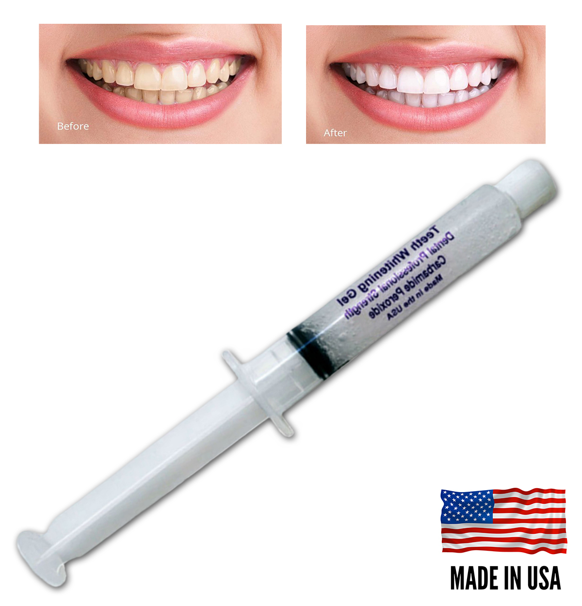 22 Whitening Gel Syringe ( 10cc = 40 apps! ) Professional Teeth