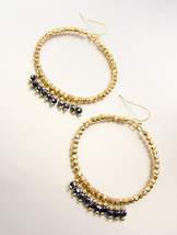 UNIQUE Urban Anthropologie Gold Beads Hematite Crystals Circular Dangle Earrings - $17.99
