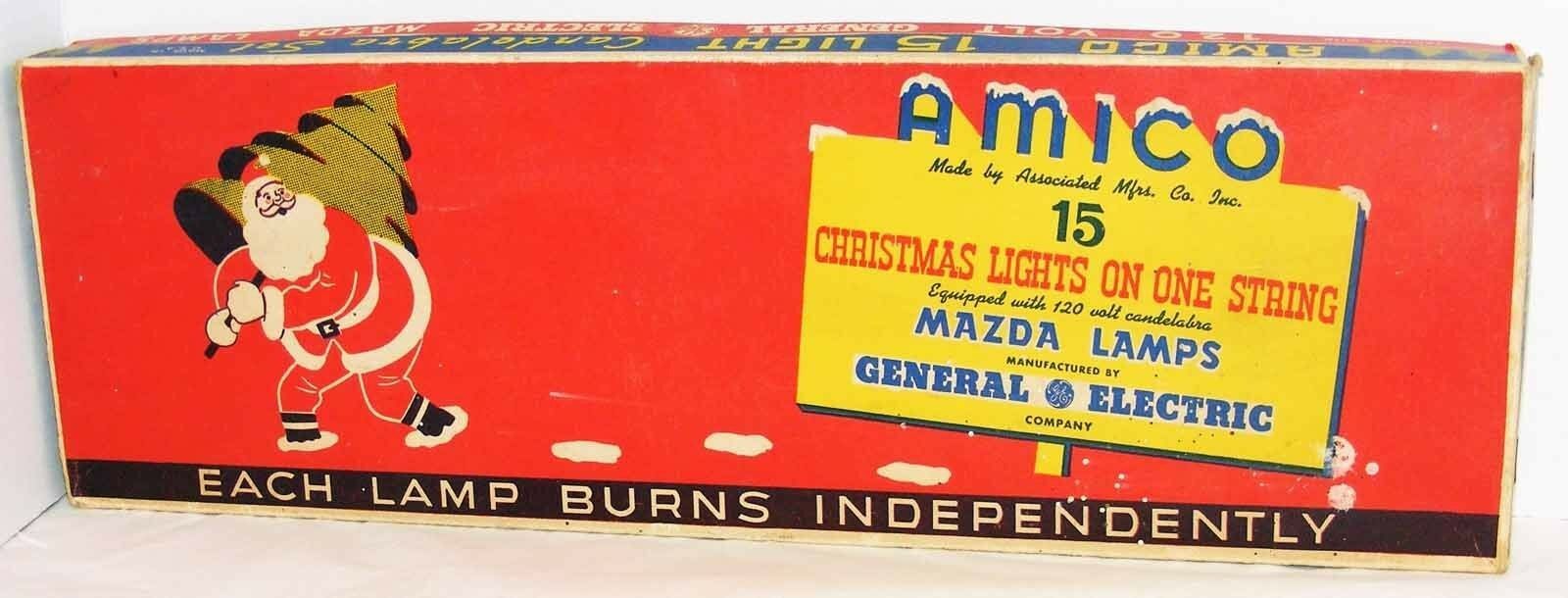 Vintage C7 AMICO Christmas Lights with 15 Ceramic Bulbs IOB Lights