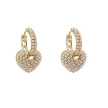 5 Pairs Heart charms earrings tiny beads paved heart earrings dainty earrings fo - $51.51