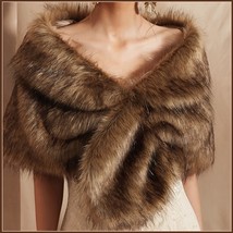 Black Tip Brown Natural Sable Hair Mink Stole Faux Fur Cape with Collar Limited