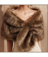 Black Tip Brown Natural Sable Hair Mink Stole Faux Fur Cape with Collar ... - $52.95