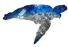 Aquatic Sea Turtle - Metal Wall Art - Blue Tinged 34" wide - $109.23