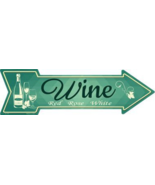 Wine Novelty Metal Arrow Sign 17&quot; x 5&quot; Wall Decor - DS - $21.95