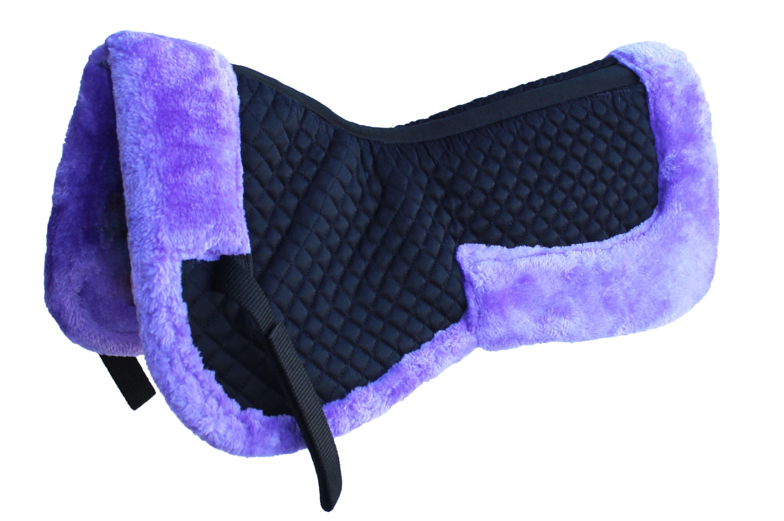 Horse English Western SADDLE Trail Quilted Half Pad Fur Lining Black
