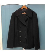 Vtg Alpha Industries wool Pea Coat Jacket Size L nautical anchor buttons - $93.41