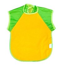 Summer Cotton Waterproof Short Sleeved Bib Baby Feeding Smock Yellow, 3-5 Years