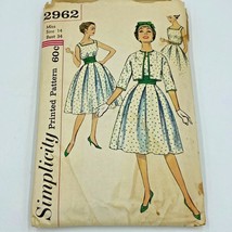 Vintage 1959 Simplicity Sewing Pattern 2962 Tea Dress Jacket Cummerbund PT2 - $11.95