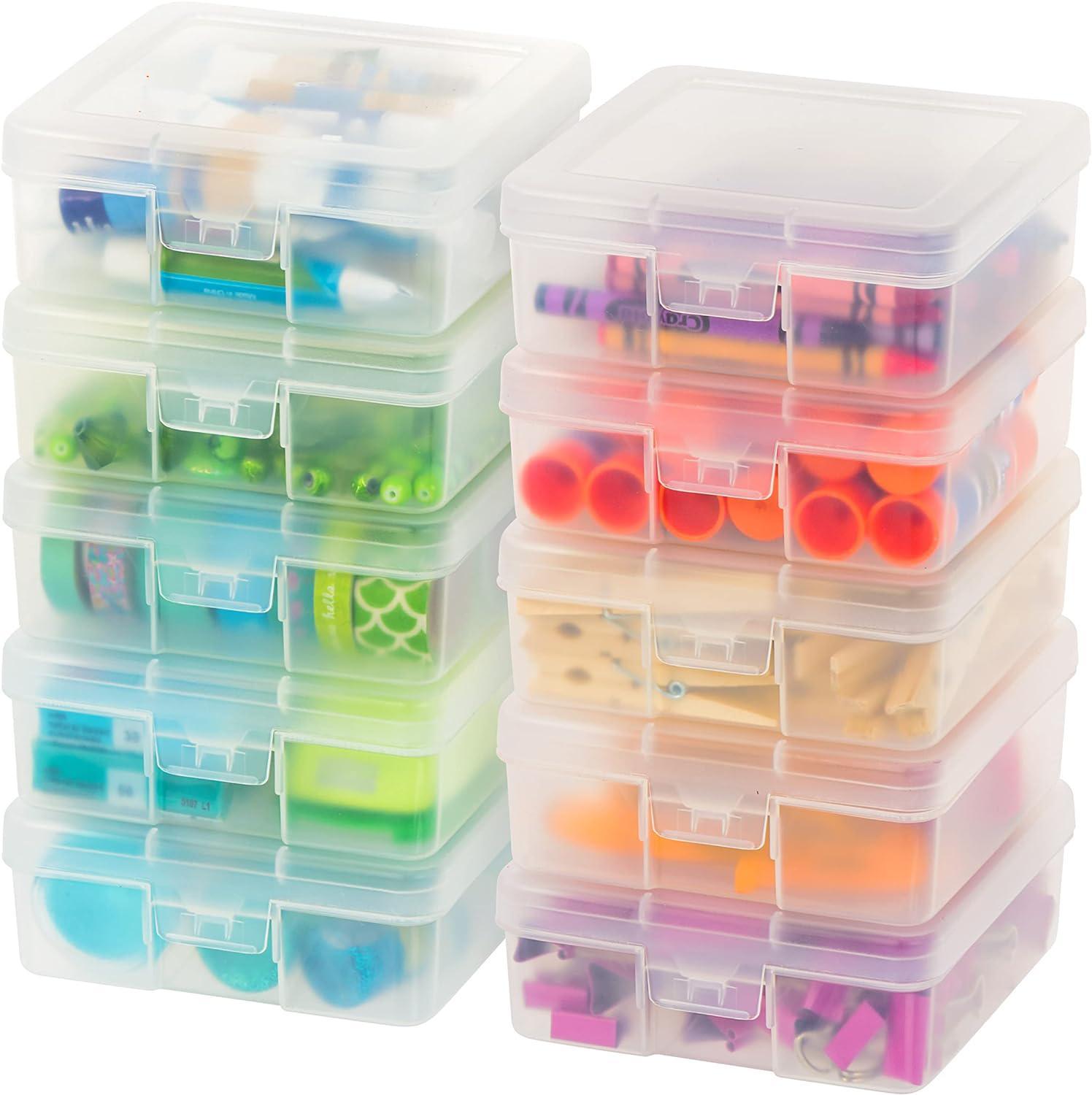 BTSKY 6 Pack Small Clear Plastic Storage Box with Lid Mini Sewing Box  Organizer with Black Latch Stackable Craft Storage Containers Small  Organizer