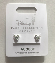 Disney Parks Mickey Mouse Faux Peridot August Birthstone Stud Earrings NEW