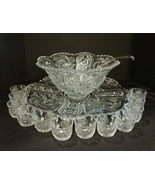 Vintage EAPG McKee Glass Punch Bowl Set w/ Underplate ca .1905 - $450.00