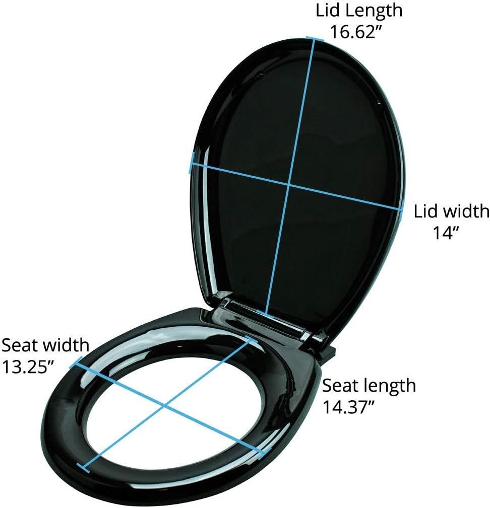 Black Slow Close Round Toilet Seat With No Slam Easy Soft Close Plastic