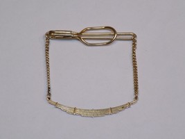 Tie Tack Clip Clasp Moog Industries Gold Metal Chain Vintage Mid Century... - $12.86