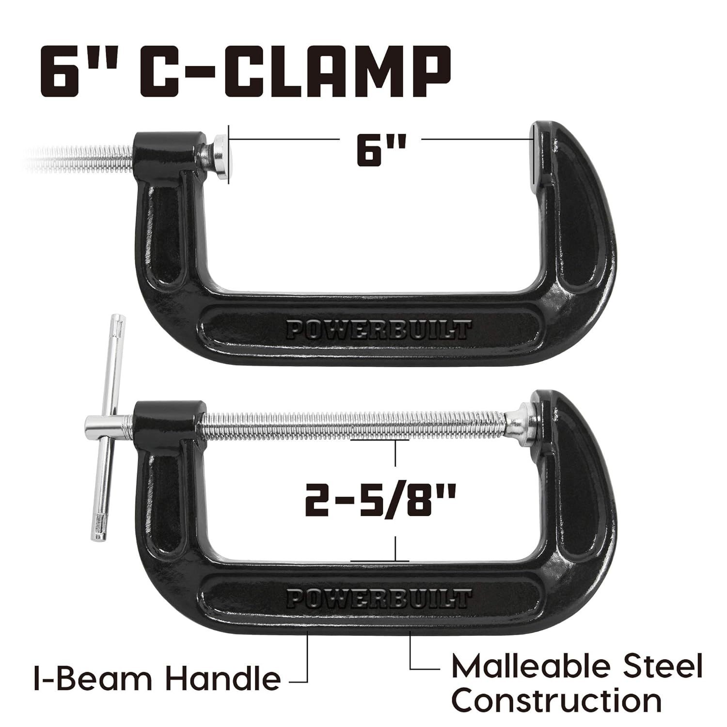 Powerbuilt 648641 6 C-Clamp, Malleable and 50 similar items