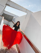 Red Full Long Chiffon Skirt Summer Beach Bridesmaid Chiffon Skirt Plus Size image 1