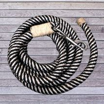 Action Company Braided Trainer's Lead Rope with Rawhide Accents Navy and White image 2