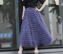 Women Mint Green Tiered Tulle Skirt High Waisted Tiered Long Tulle Skirt Outfit  image 9
