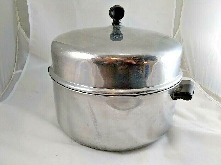 Vintage Farberware 8 QT Stainless Steel Stock Pot Lid Aluminum Clad Dutch  Oven