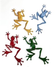 Frog Wall Plaques Set of 4 Metal Pond Life Reptile Garden Multicolor Fence Shed