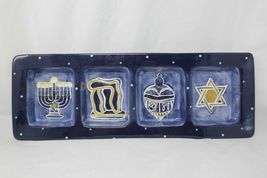 Hanukkah Ceramic Divided 4 Section Serving Platter Tray Jewish Holiday P... - $24.74