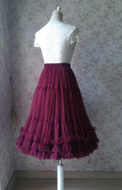 Burgundy Ballerina Tulle Skirt A-Line Layered Puffy Ballet Tulle Tutu Skirt image 7