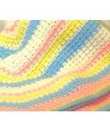 Hand Crocheted Baby Blanket Afghan Multi-Color 44&quot; x 30&quot; - $24.74
