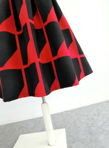 Women Vintage Inspired Red Black Midi Party Skirt Wool-blend Pleated Party Skirt image 5