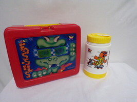 PLASTIC LUNCHBOX THERMOS Vintage 1989 Aladdin Collectible Lunch Box Retro  Vtg Sesame Street Bus Muppets Big Bird Grover Bert Ernie Henson 